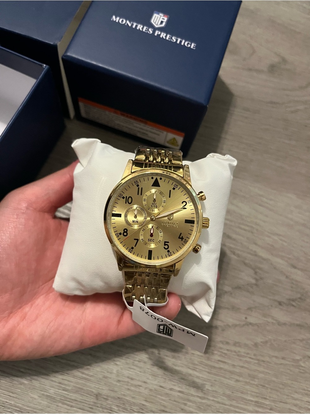 Montres Prestige MPW-0078 Men’s Gold Tone Multi-Dial Watch NWT Box - Picture 5 of 10